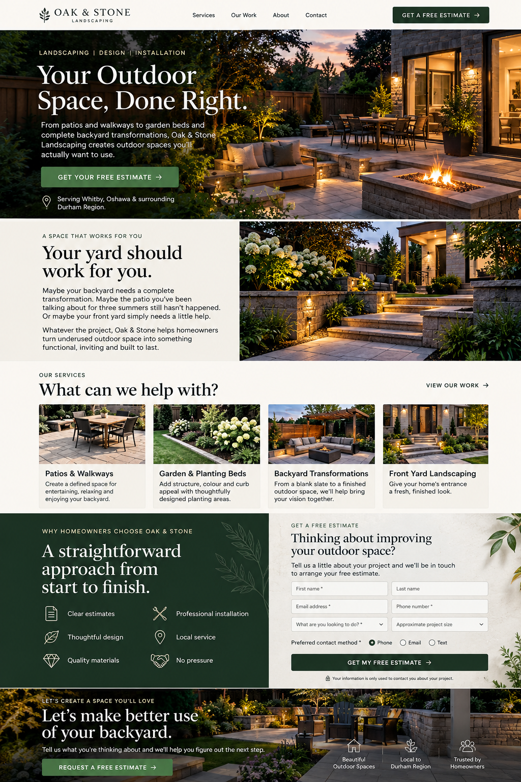 Full visual presentation for Oak & Stone Landscaping